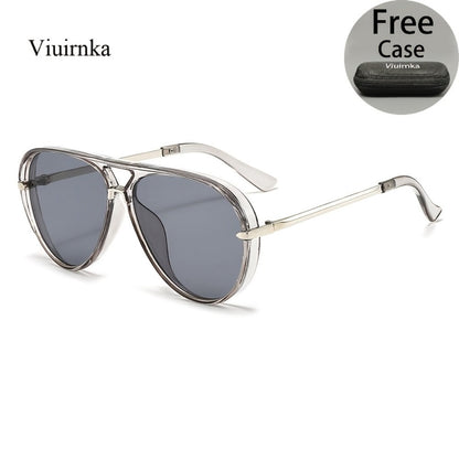 Sunglasses for Men - Double Bridge Women Retro Vintage UV Protection Unisex Lightweight Shades - product detail view 15