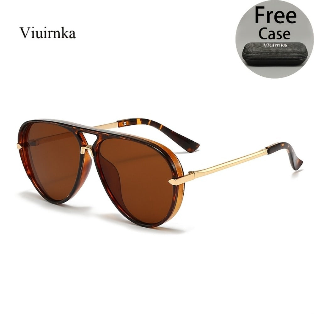 Sunglasses for Men - Double Bridge Women Retro Vintage UV Protection Unisex Lightweight Shades - product detail view 16
