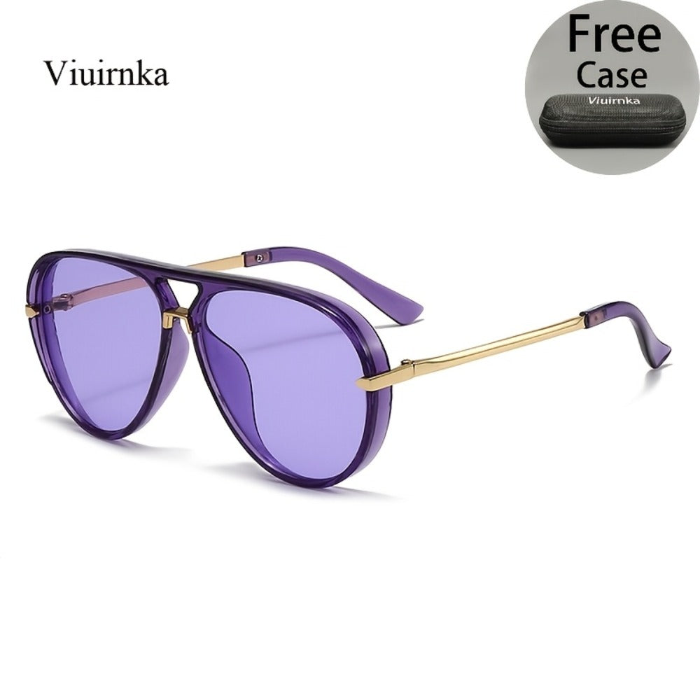 Sunglasses for Men - Double Bridge Women Retro Vintage UV Protection Unisex Lightweight Shades - product detail view 19