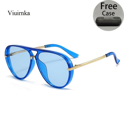 Sunglasses for Men - Double Bridge Women Retro Vintage UV Protection Unisex Lightweight Shades - product detail view 35