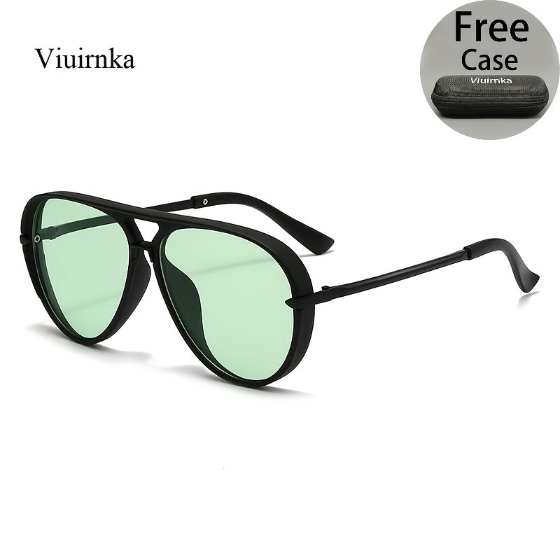 Sunglasses for Men - Double Bridge Women Retro Vintage UV Protection Unisex Lightweight Shades - product detail view 37