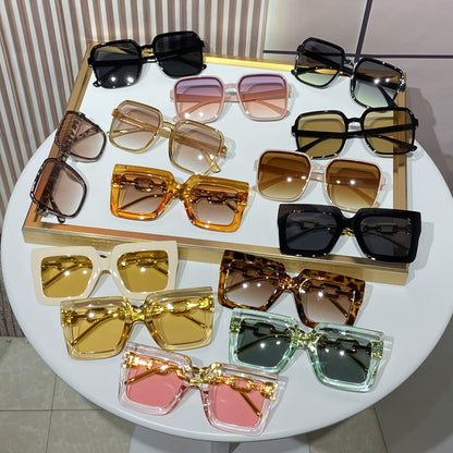 Sunglasses for Women - Fashion Glasses 14 Pack Square Frame Dopamine Colorful Large Rim Cute - product detail view 2