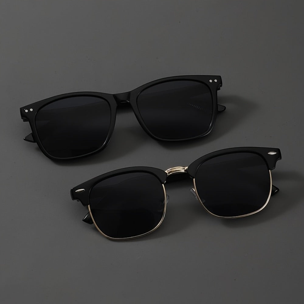 Sunglasses for Men - Fashion Glasses 2 Pack Square Frame Lightweight Decorative Eyewear for - main product view
