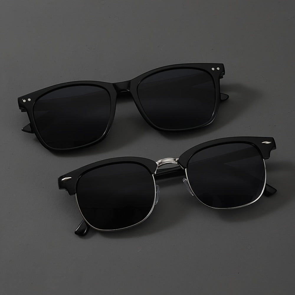 Sunglasses for Men - Fashion Glasses 2 Pack Square Frame Lightweight Decorative Eyewear for - product detail view 4