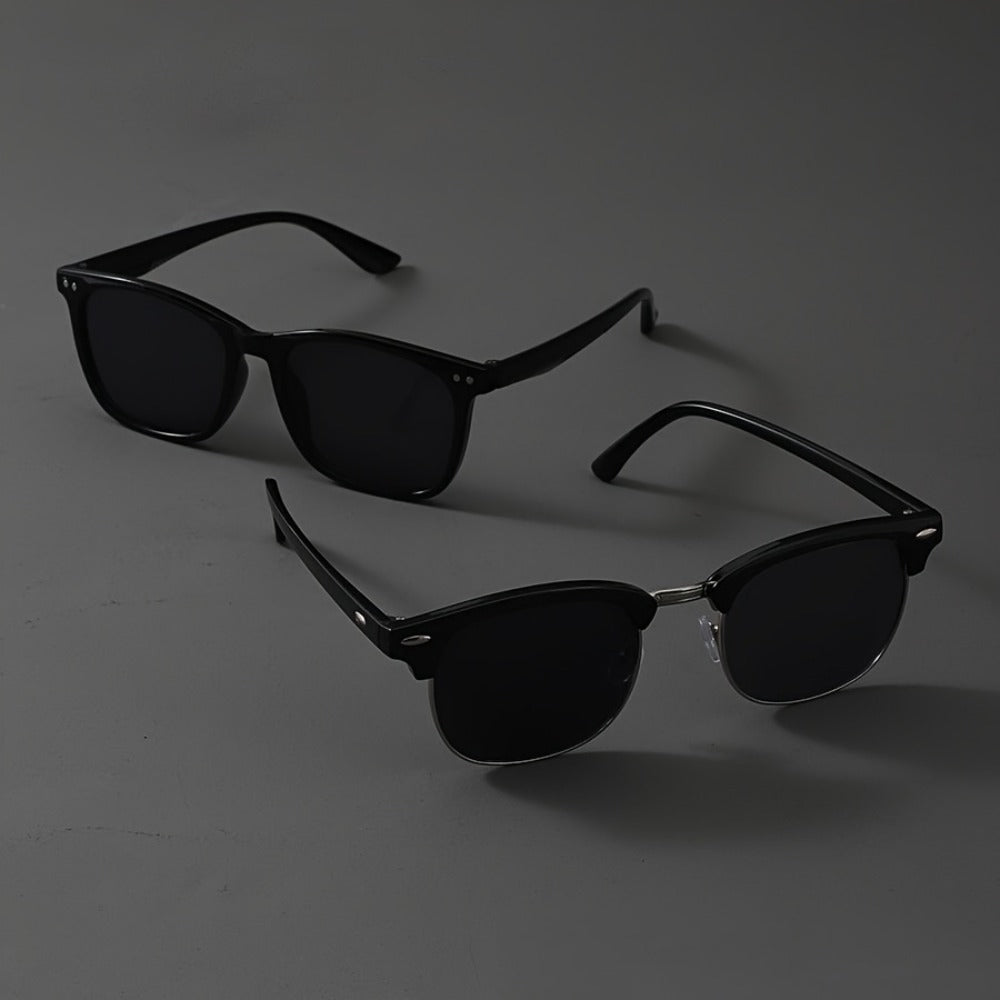 Sunglasses for Men - Fashion Glasses 2 Pack Square Frame Lightweight Decorative Eyewear for - product detail view 6