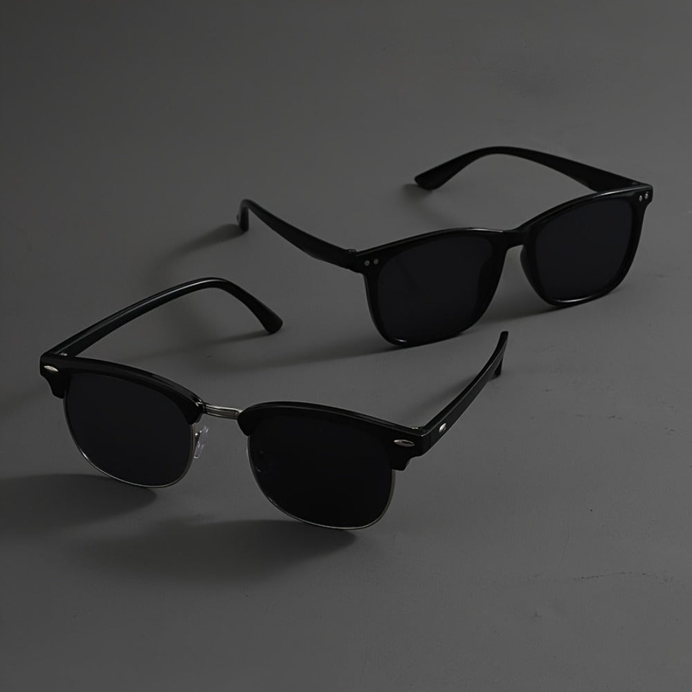 Sunglasses for Men - Fashion Glasses 2 Pack Square Frame Lightweight Decorative Eyewear for - product detail view 7