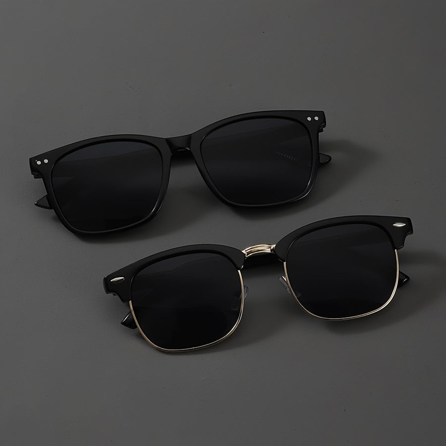 Sunglasses for Men - Fashion Glasses 2 Pack Square Frame Lightweight Decorative Eyewear for - product detail view 8