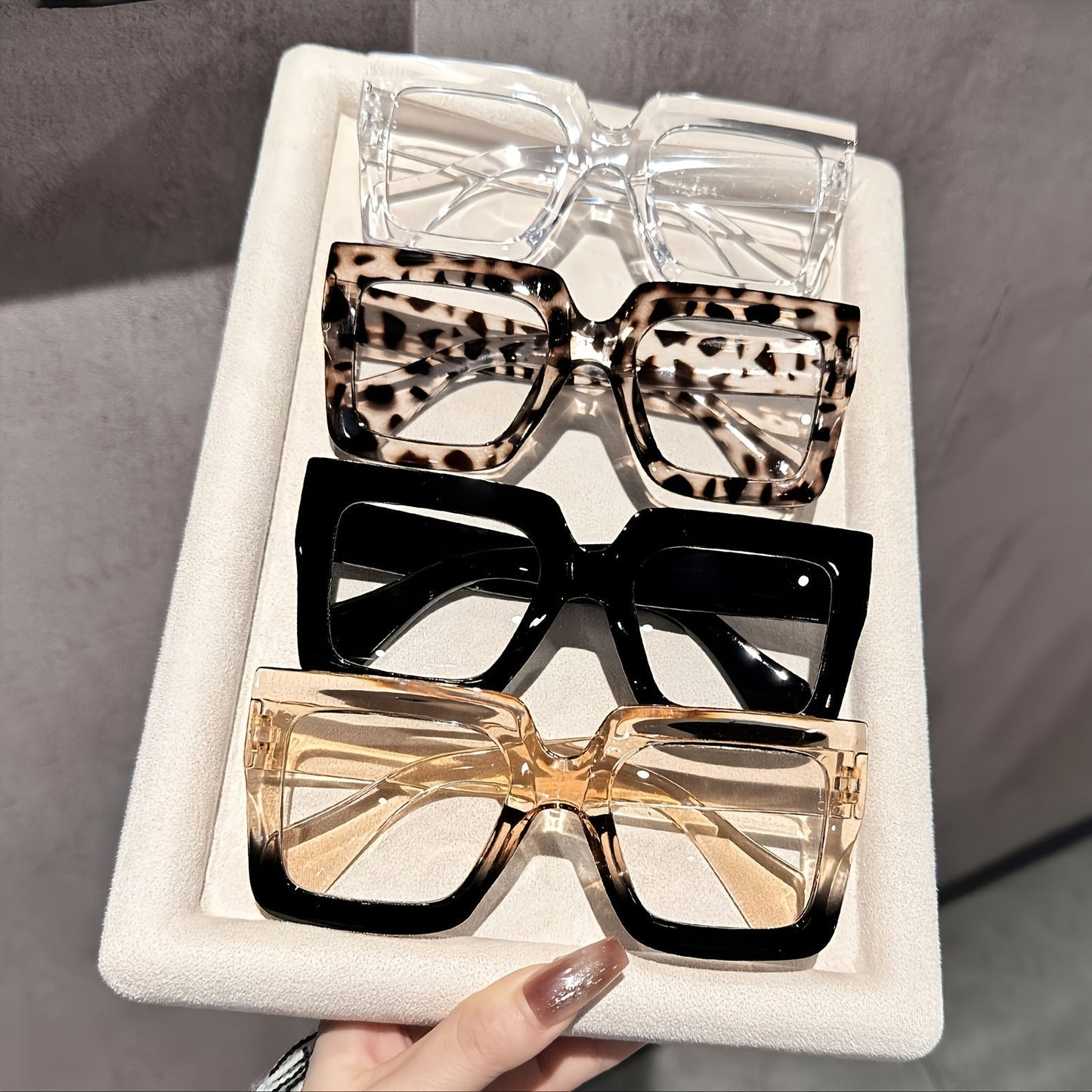 Sunglasses for Women - Fashion Glasses for 4 Pack Square Frame Tortoiseshell Clear Rose Gold - product detail view 7