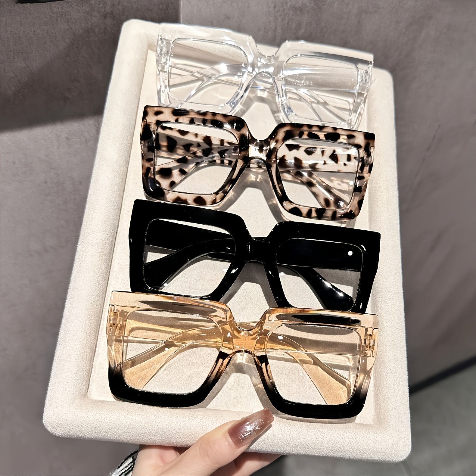 Sunglasses for Women - Fashion Glasses for 4 Pack Square Frame Tortoiseshell Clear Rose Gold - product detail view 7