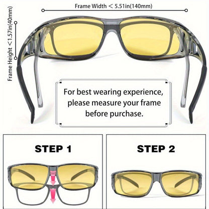 Sunglasses for Men - Fit Over Night Vision Glasses for Prescription Wearers Anti-Glare Yellow - product detail view 4