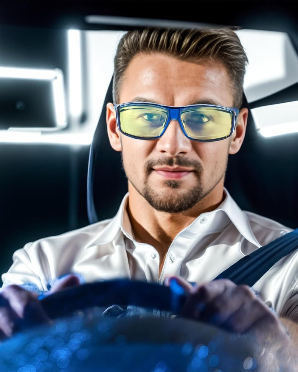 Sunglasses for Men - Fit Over Night Vision Glasses for Prescription Wearers Anti-Glare Yellow - product detail view 13