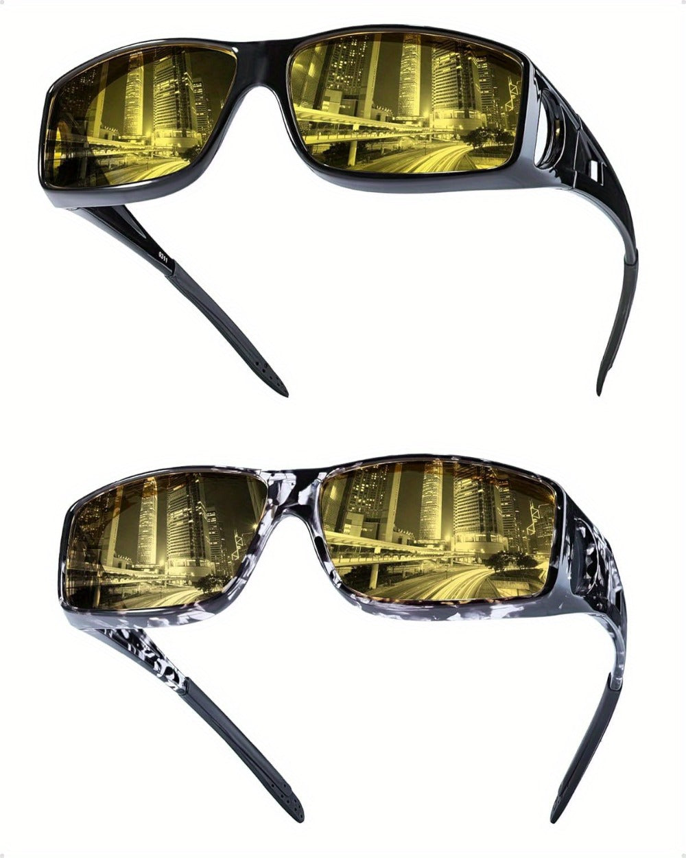 Sunglasses for Men - Fit Over Night Vision Glasses for Prescription Wearers Anti-Glare Yellow - product detail view 14