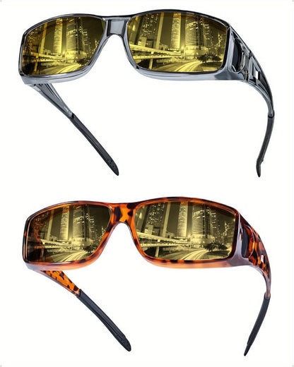 Sunglasses for Men - Fit Over Night Vision Glasses for Prescription Wearers Anti-Glare Yellow - product detail view 16