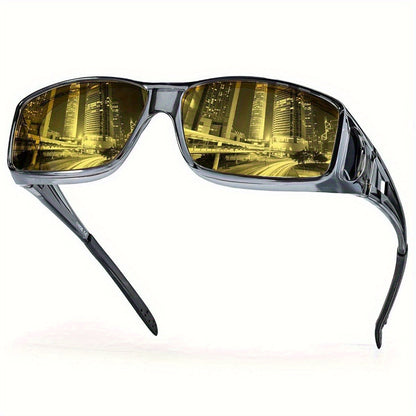 Sunglasses for Men - Fit Over Night Vision Glasses for Prescription Wearers Anti-Glare Yellow - product detail view 17