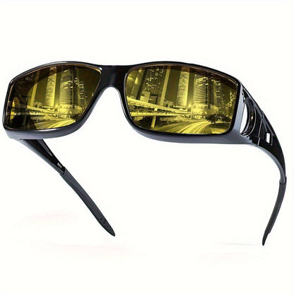 Sunglasses for Men - Fit Over Night Vision Glasses for Prescription Wearers Anti-Glare Yellow - product detail view 18