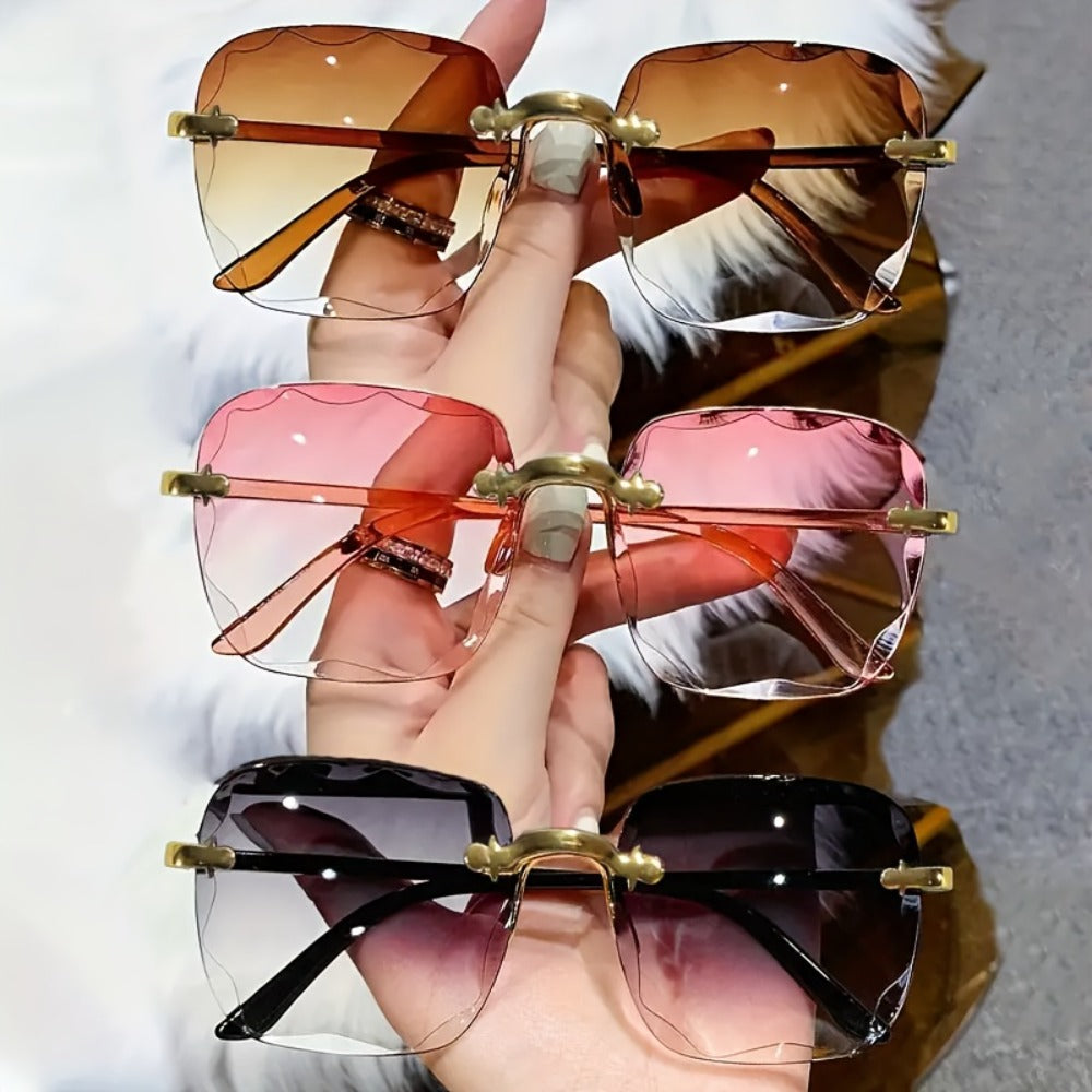 Sunglasses for Men - Frameless Glasses 3 Pack Women Square Rimless Fashion Eyewear Gradient - main product view