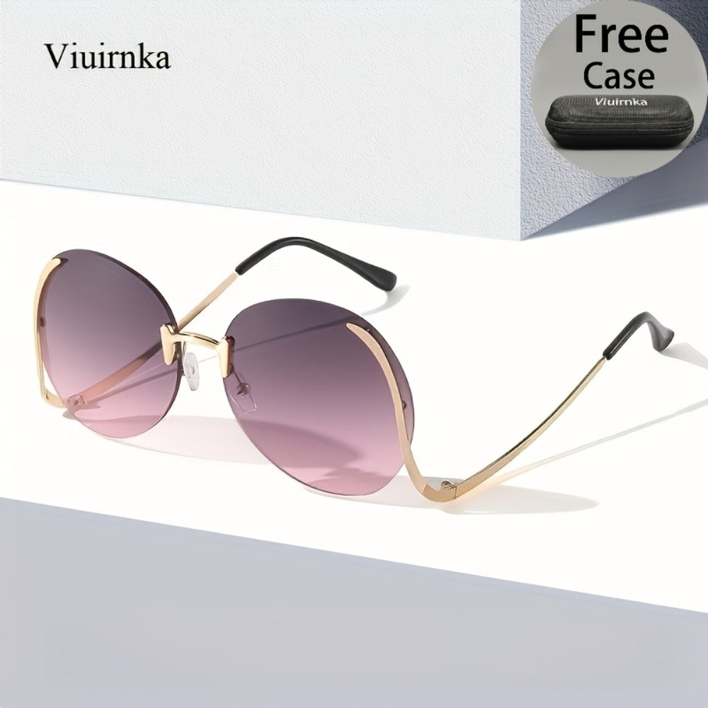 Sunglasses for Women - Gradient for Gold Metal Frame, Ocean Color Gradient Lenses UV Protection - product detail view 7