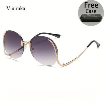 Sunglasses for Women - Gradient for Gold Metal Frame, Ocean Color Gradient Lenses UV Protection - product detail view 11