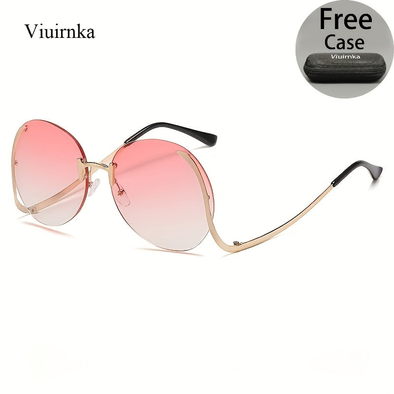 Sunglasses for Women - Gradient for Gold Metal Frame, Ocean Color Gradient Lenses UV Protection - product detail view 12