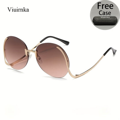 Sunglasses for Women - Gradient for Gold Metal Frame, Ocean Color Gradient Lenses UV Protection - product detail view 13