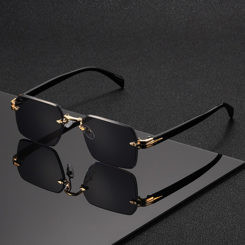 Sunglasses for Men - Gradient Women Metal Frame HD Lens Light Luxury Fashion Eyewear, Exquisite - product detail view 5