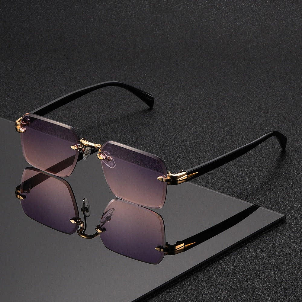 Sunglasses for Men - Gradient Women Metal Frame HD Lens Light Luxury Fashion Eyewear, Exquisite - product detail view 10