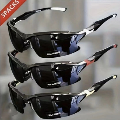 Sunglasses for Men - Half Frame Sports for 3 Pack - Lightweight UV Protection Outdoor Goggles - main product view