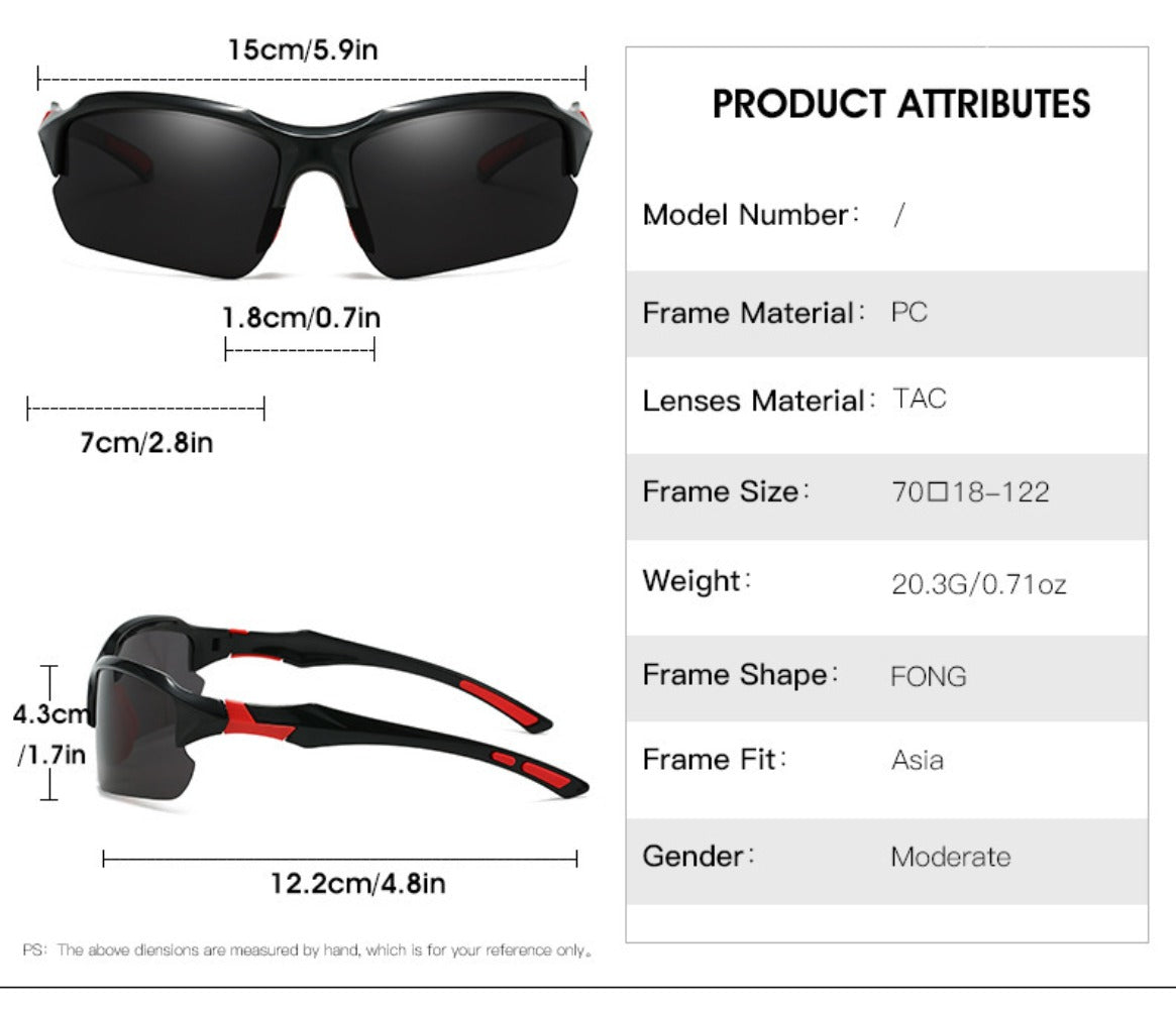 Sunglasses for Men - Half Frame Sports for 3 Pack - Lightweight UV Protection Outdoor Goggles - product detail view 14