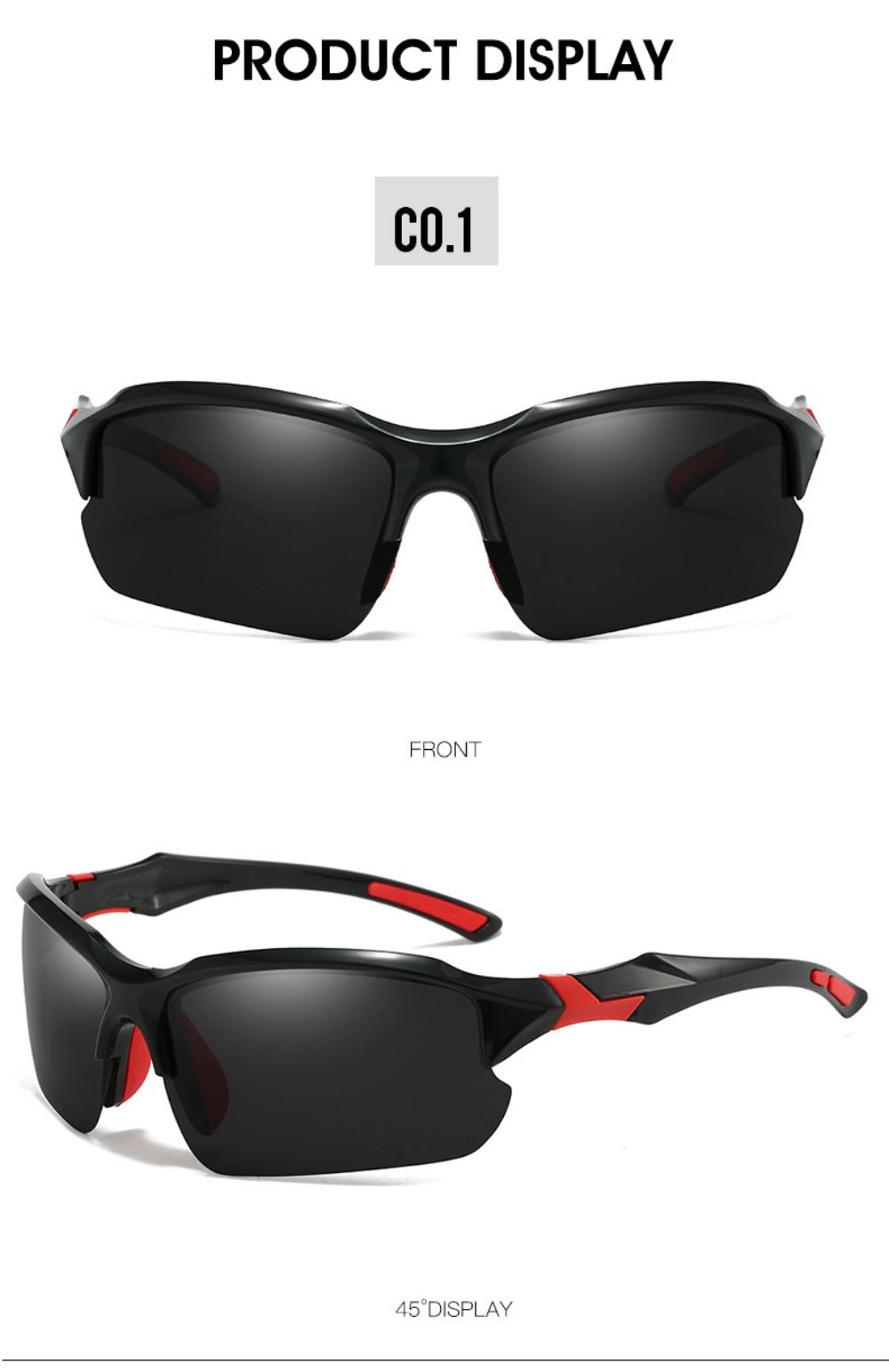 Sunglasses for Men - Half Frame Sports for 3 Pack - Lightweight UV Protection Outdoor Goggles - product detail view 20