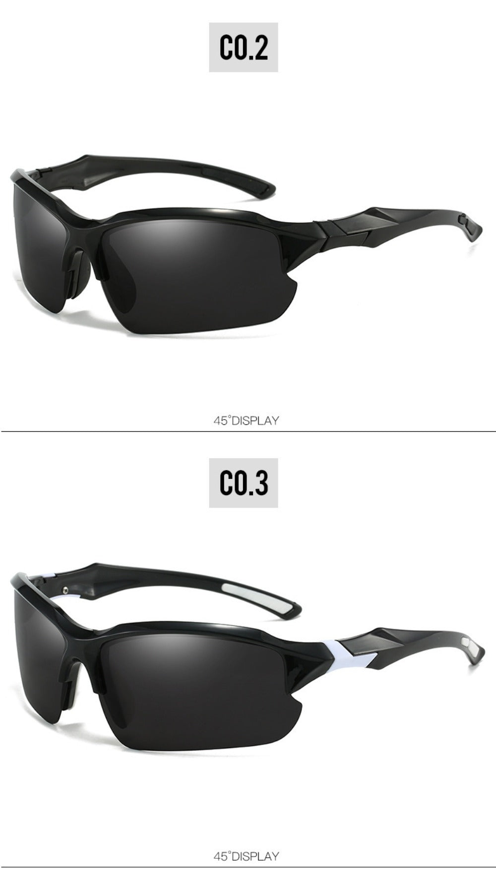 Sunglasses for Men - Half Frame Sports for 3 Pack - Lightweight UV Protection Outdoor Goggles - product detail view 21