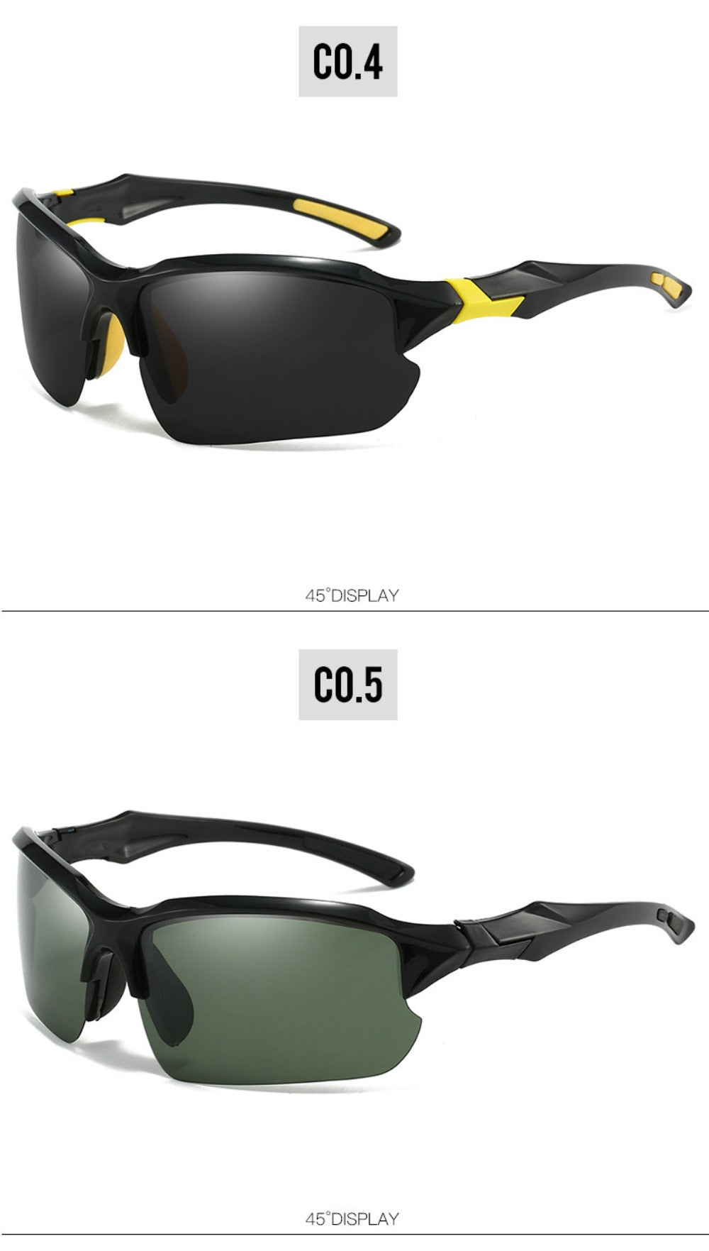 Sunglasses for Men - Half Frame Sports for 3 Pack - Lightweight UV Protection Outdoor Goggles - product detail view 22