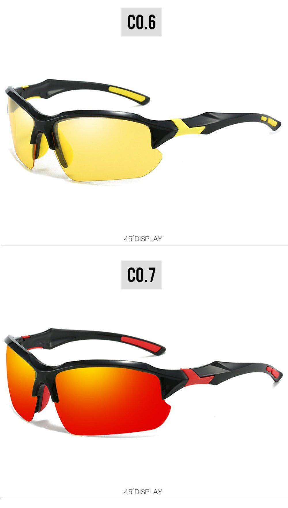 Sunglasses for Men - Half Frame Sports for 3 Pack - Lightweight UV Protection Outdoor Goggles - product detail view 23