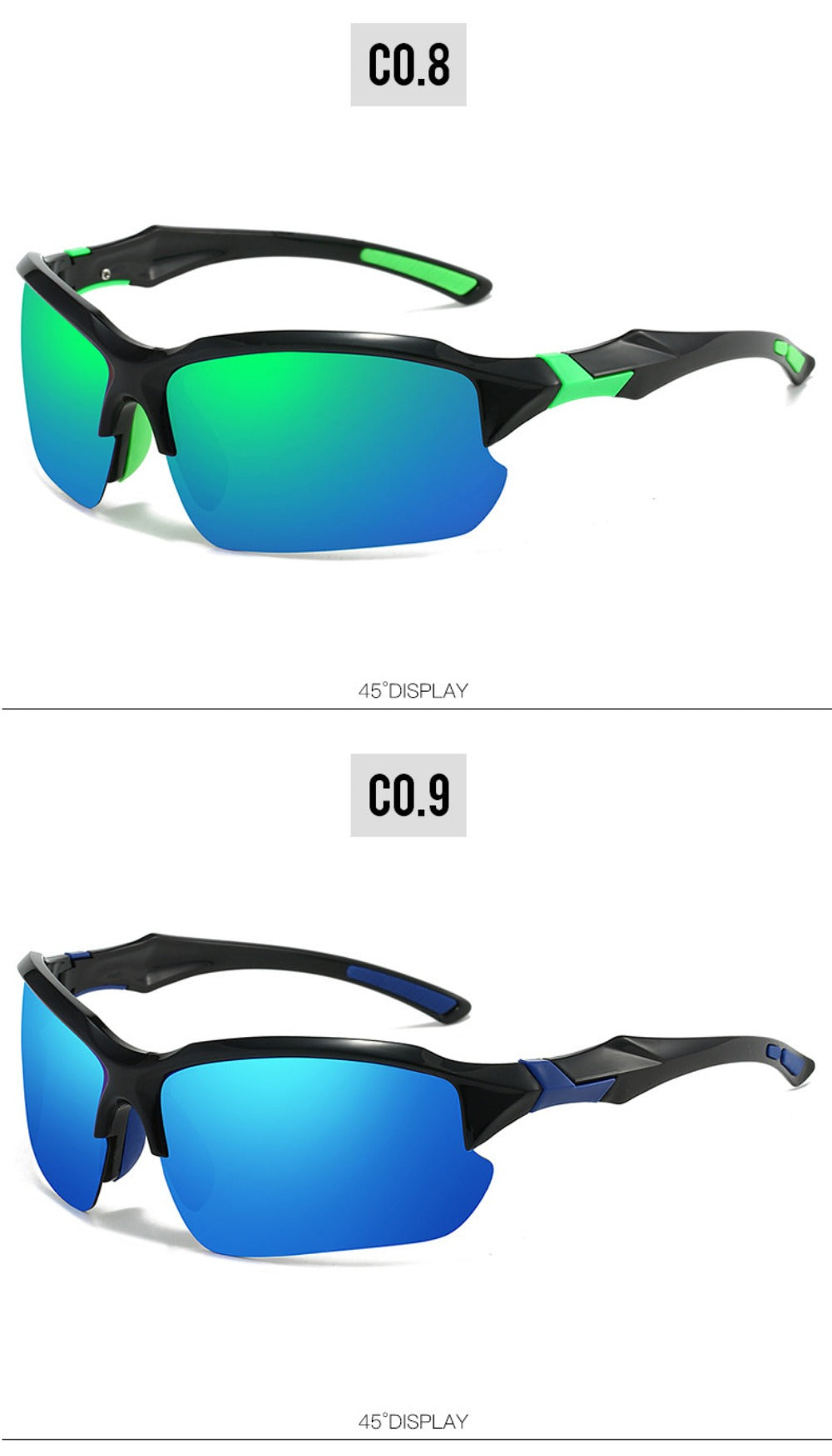 Sunglasses for Men - Half Frame Sports for 3 Pack - Lightweight UV Protection Outdoor Goggles - product detail view 24
