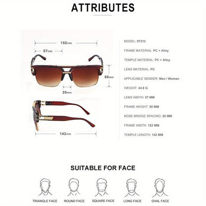 Sunglasses for Men - Hip Hop Glasses Clear Lens Vintage Gold Metal Frame Fashion Eyewear for - product detail view 7