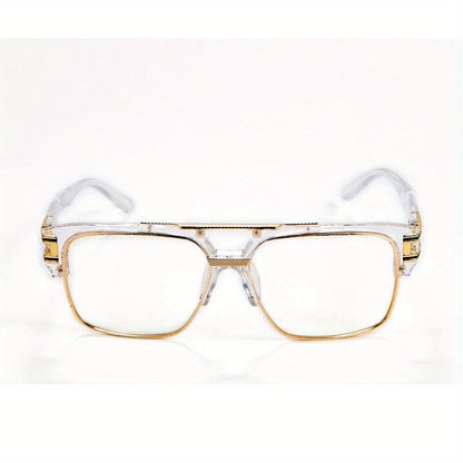 Sunglasses for Men - Hip Hop Glasses Clear Lens Vintage Gold Metal Frame Fashion Eyewear for - product detail view 10