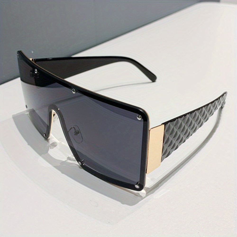 Sunglasses for Women - Large Frame Glasses Wide Brim Rhinestone Edge Accent Fashion Eyewear - product detail view 3
