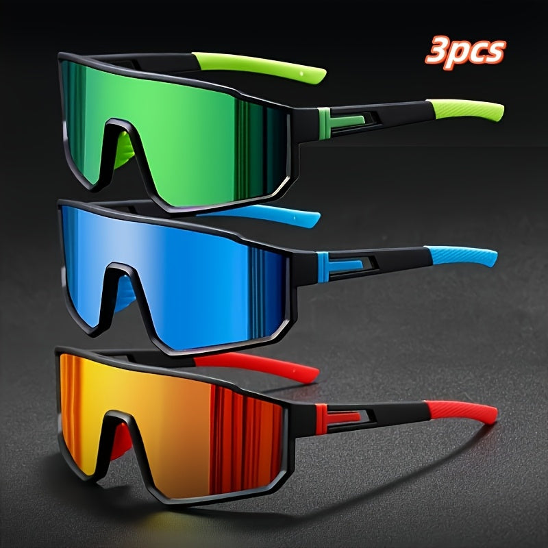 Sunglasses for Men - Mirrored 3 Pack Set Colorful Reflective Lenses, PC Polycarbonate Frame - product detail view 11