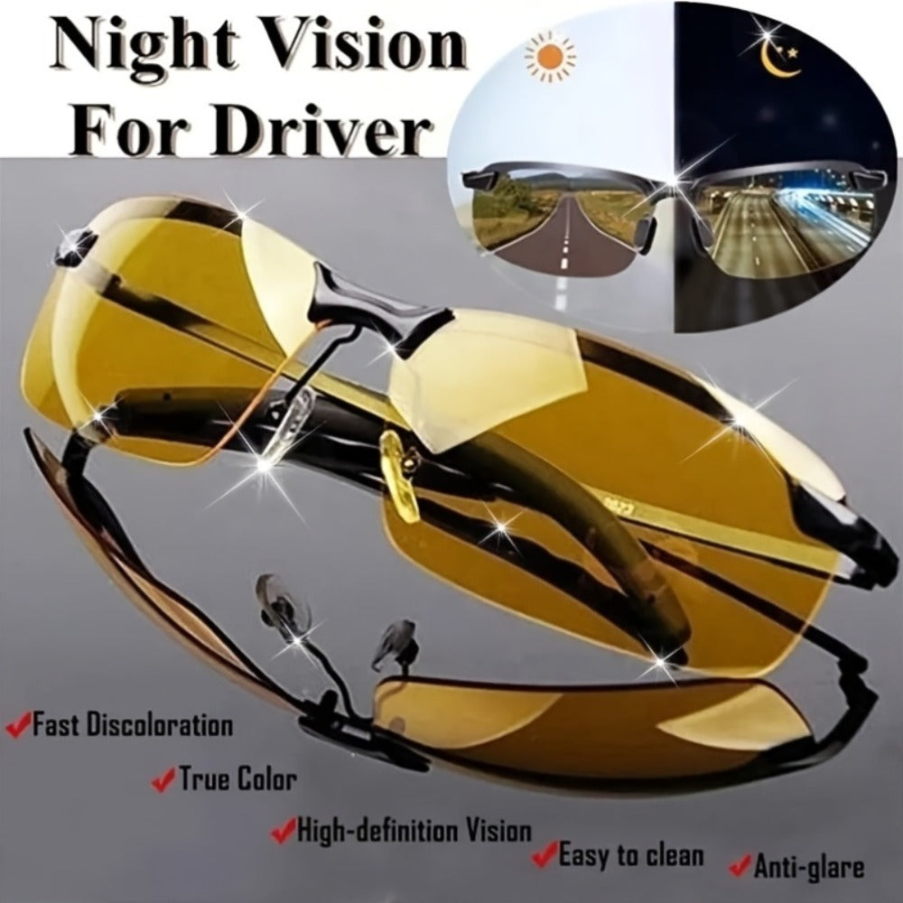 Sunglasses for Men - Night Vision Glasses 2 Pack Anti-Glare Driving Half Frame TAC Lens for - product detail view 4