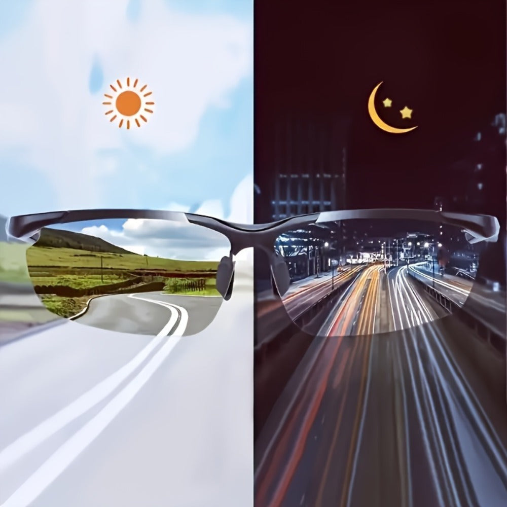 Sunglasses for Men - Night Vision Glasses 2 Pack Anti-Glare Driving Half Frame TAC Lens for - product detail view 5