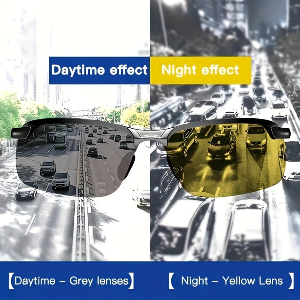 Sunglasses for Men - Night Vision Glasses 2 Pack Anti-Glare Driving Half Frame TAC Lens for - product detail view 6