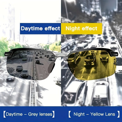 Sunglasses for Men - Night Vision Glasses 2 Pack Anti-Glare Driving Half Frame TAC Lens for - product detail view 6