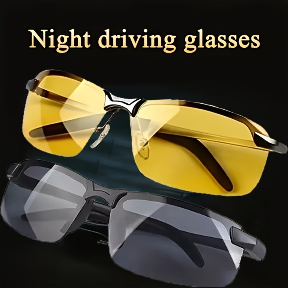 Sunglasses for Men - Night Vision Glasses 2 Pack Anti-Glare Driving Half Frame TAC Lens for - product detail view 7