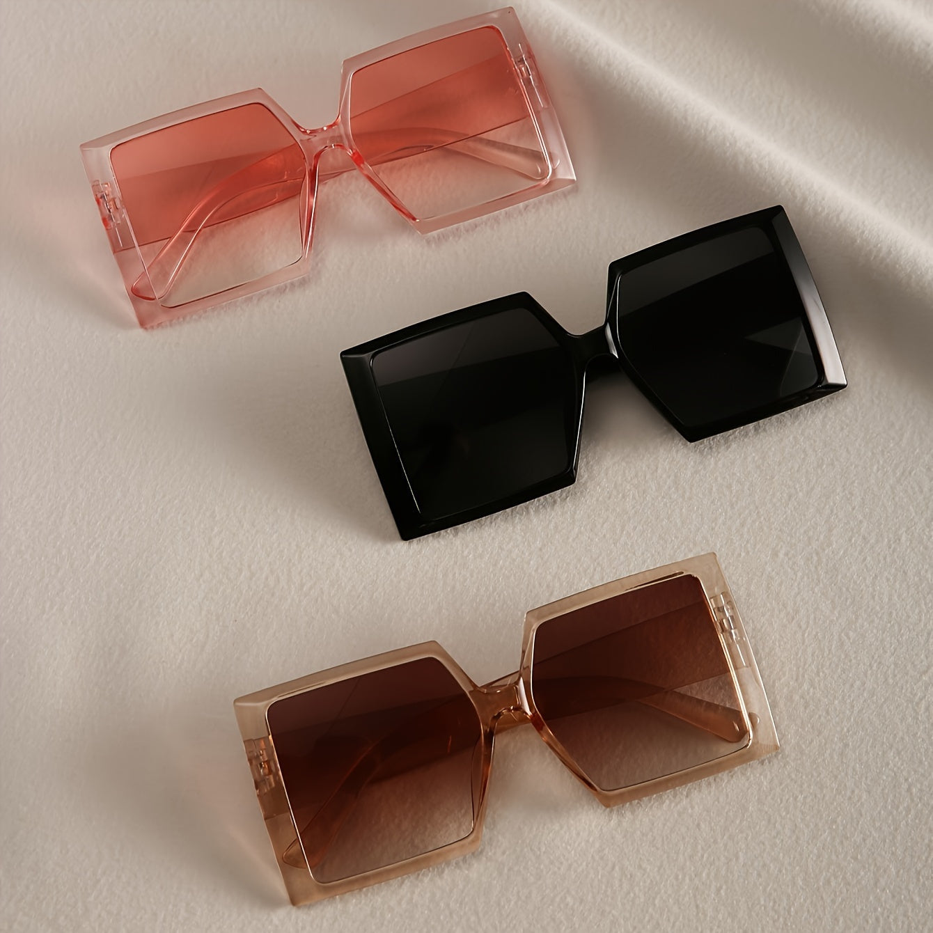 Sunglasses for Women - Oversized Fashion Glasses for 3 Pack Large Frame Flat Top Square Pink - product detail view 7