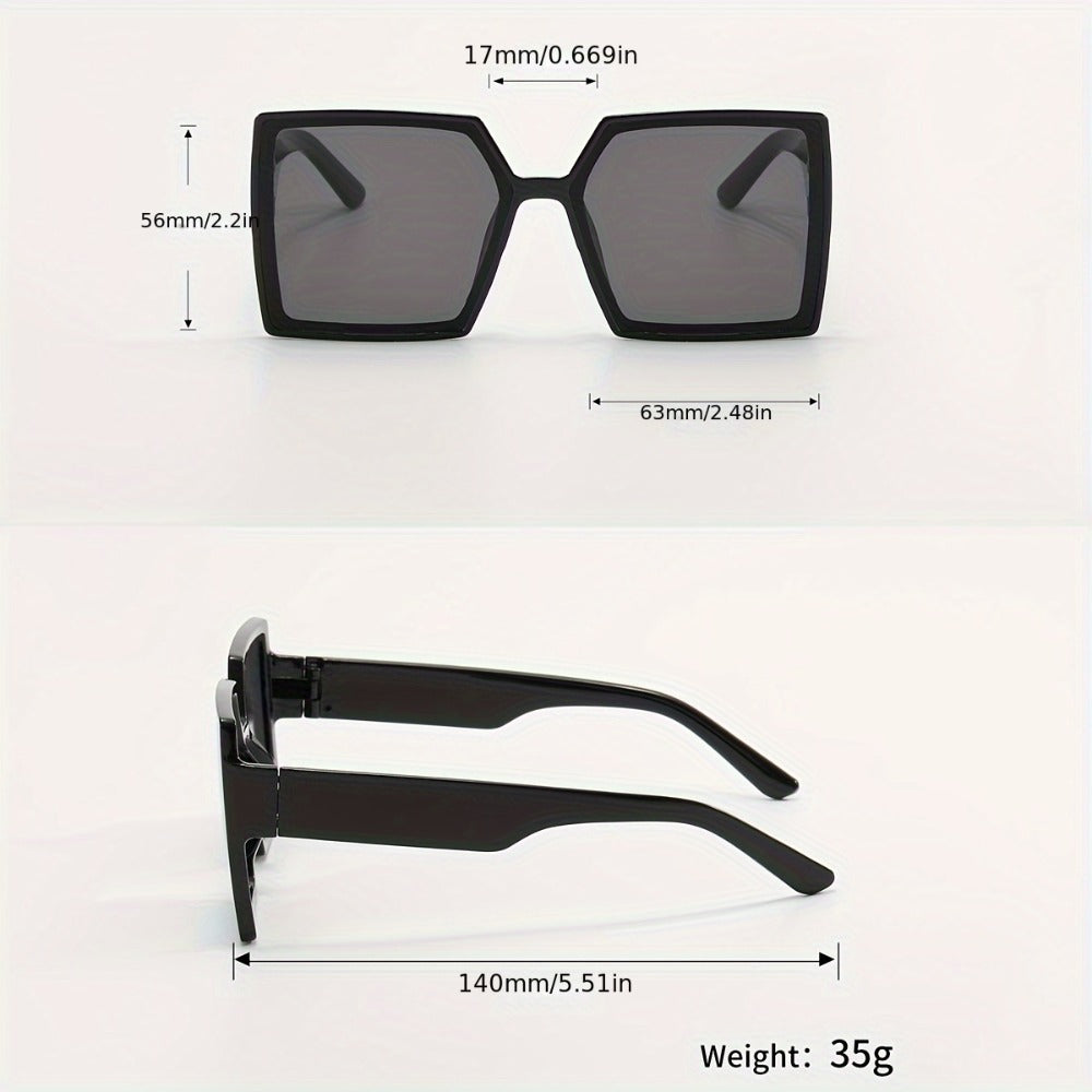 Sunglasses for Women - Oversized for Fashion Luxury Thick Frame Big Lens Shades Black Gray - product detail view 4