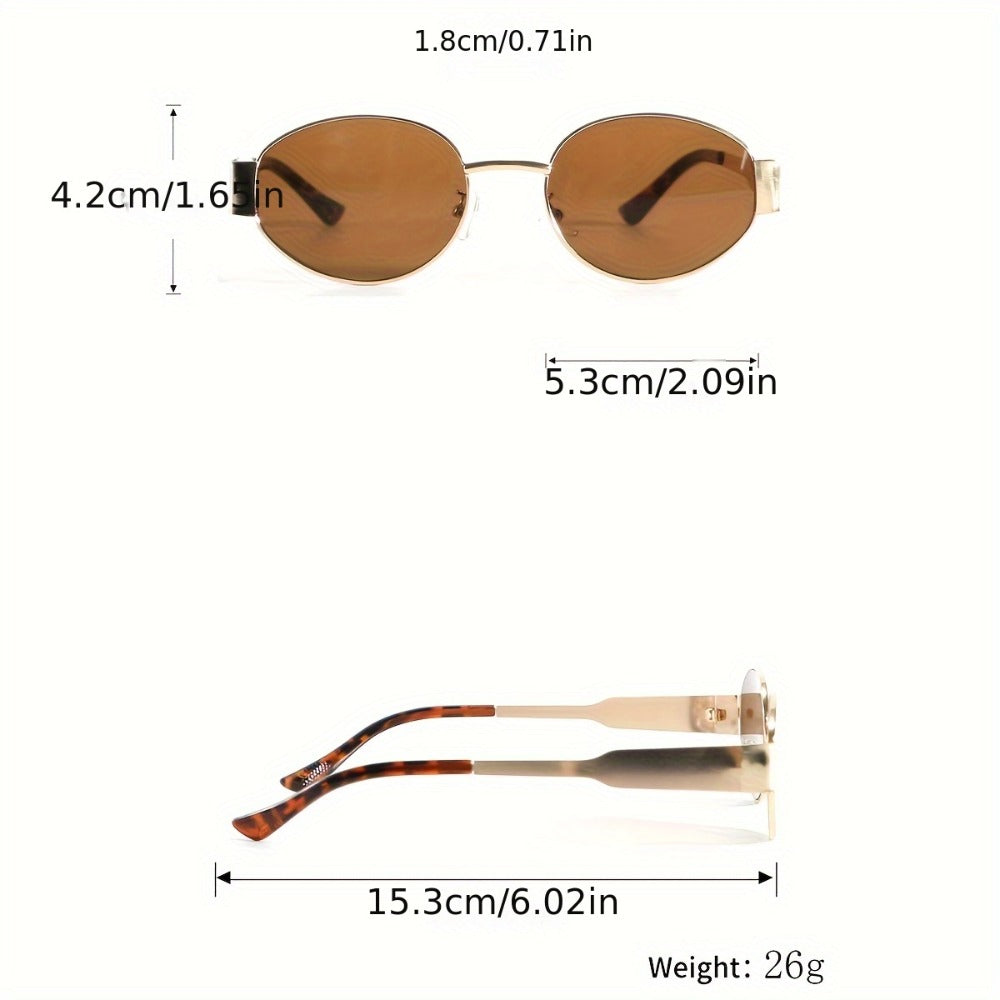 Sunglasses for Women - Oversized Oval for , Vintage Polarized Metal Frame with Anti-Glare UV - product detail view 4