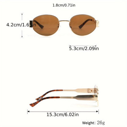 Sunglasses for Women - Oversized Oval for , Vintage Polarized Metal Frame with Anti-Glare UV - product detail view 4