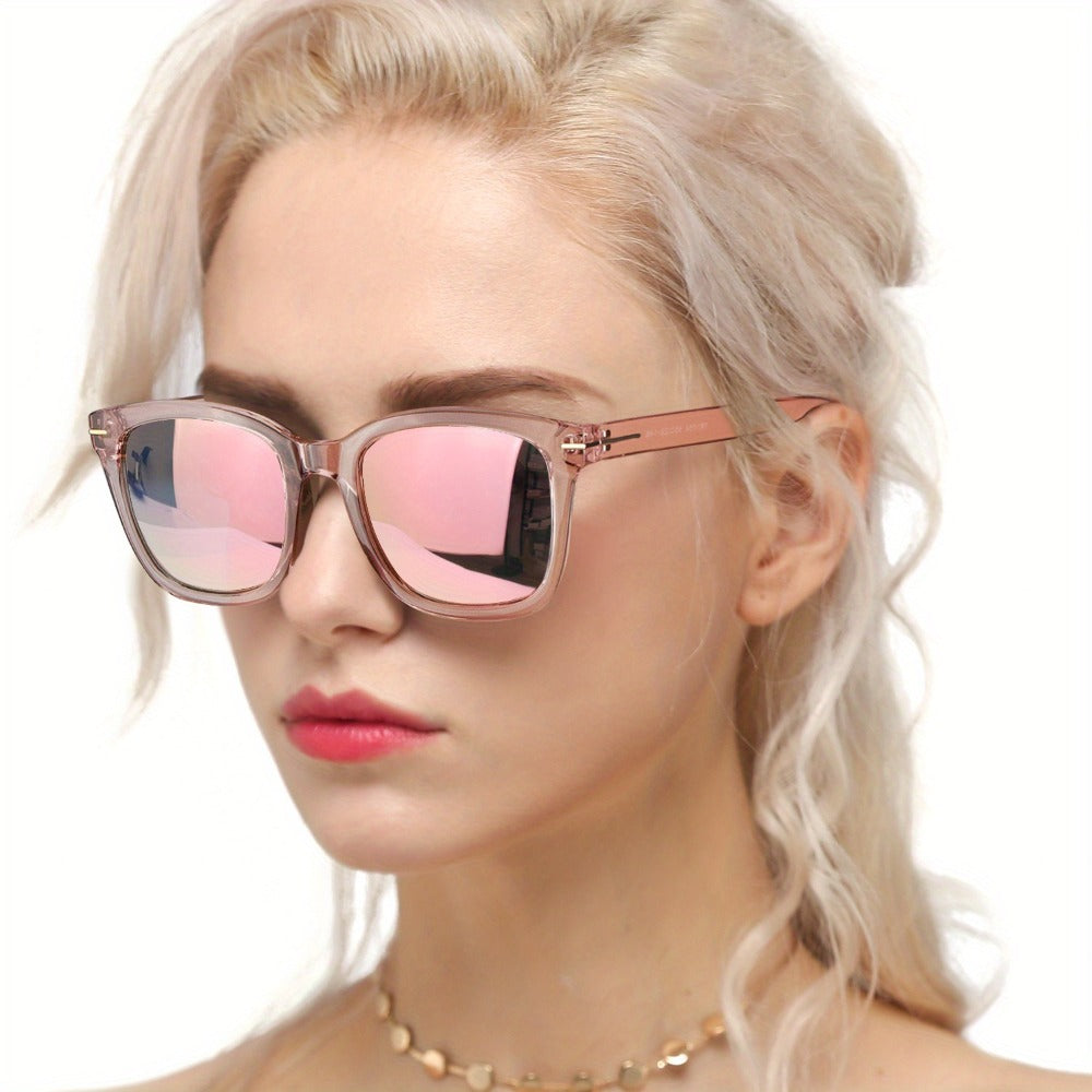 Sunglasses for Women - Oversized for Polarized Square Mirrored Frame UV400, Trendy Fashion Shades - product detail view 4