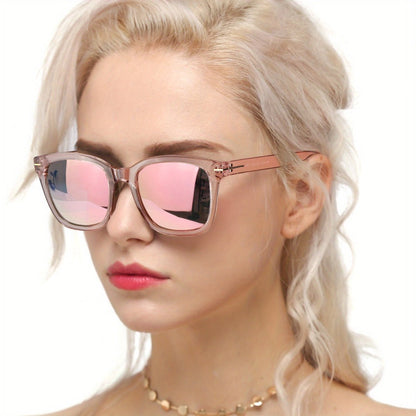 Sunglasses for Women - Oversized for Polarized Square Mirrored Frame UV400, Trendy Fashion Shades - product detail view 4