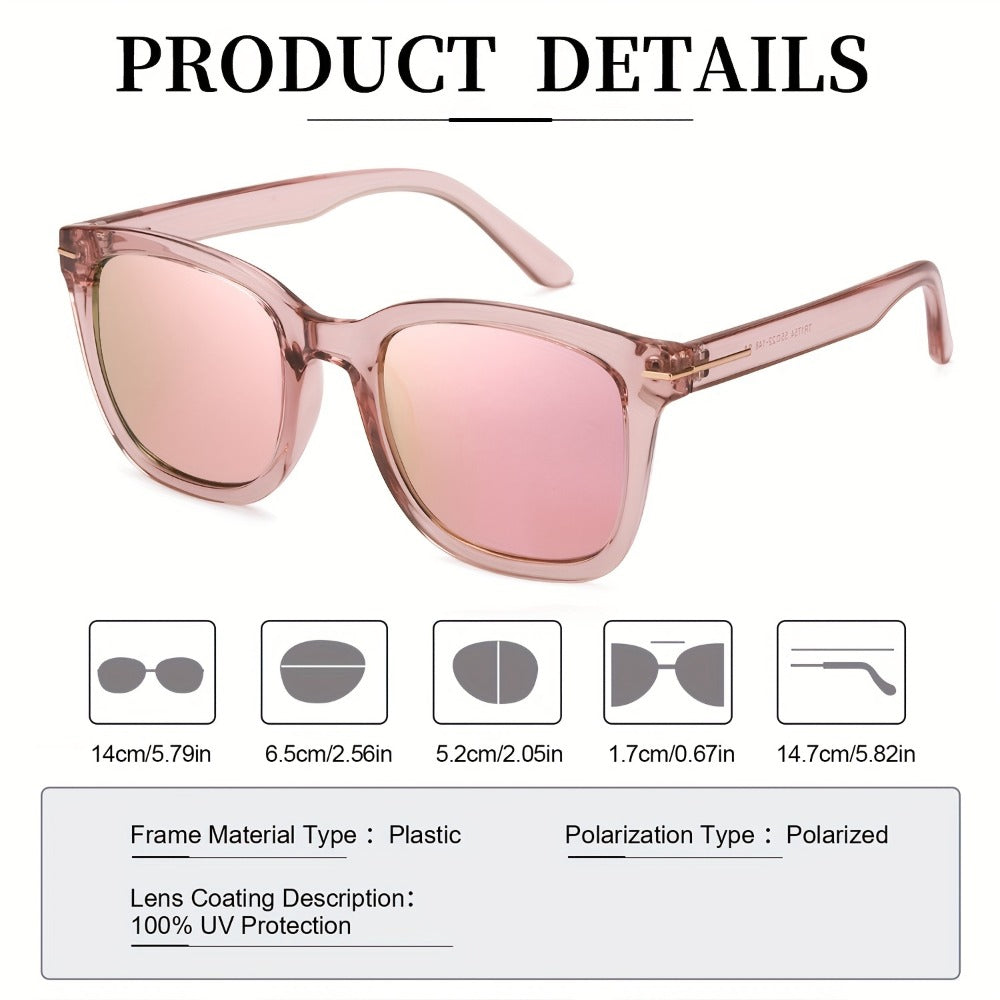 Sunglasses for Women - Oversized for Polarized Square Mirrored Frame UV400, Trendy Fashion Shades - product detail view 6