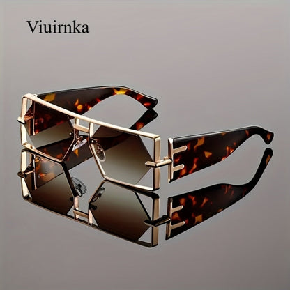 Sunglasses for Men - Oversized Square UV400 Hollow Metal Frame - PC Lens Trendy Exaggerated - product detail view 5